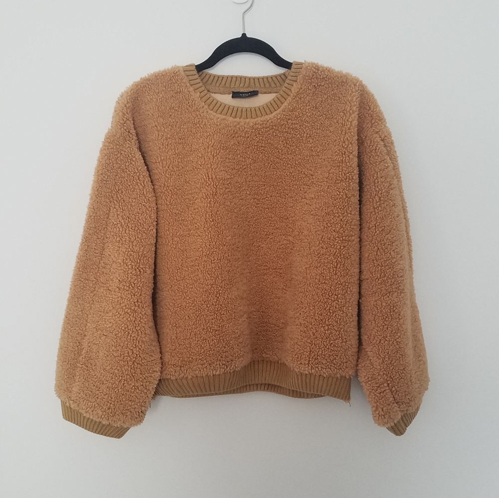 Vici Sherpa Teddy Bear Pullover tan Sweater S